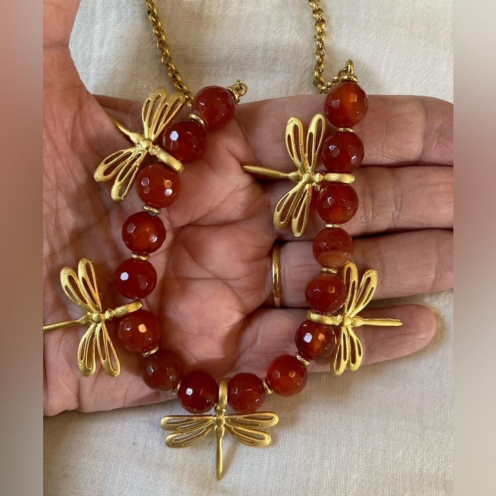 Dragonfly Beaded Necklace Statement‎ Garden